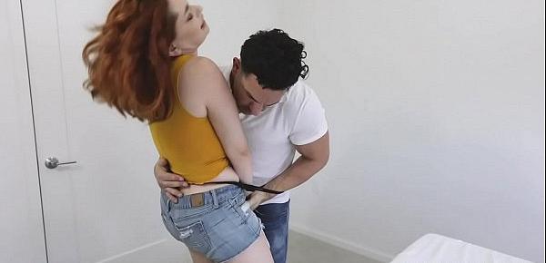  Lucky stepbro gets to fuck her redhead stepsister Annabel Redd from behind